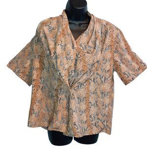 Bora Bora Women Large Tan Snake Print Blouse Top
